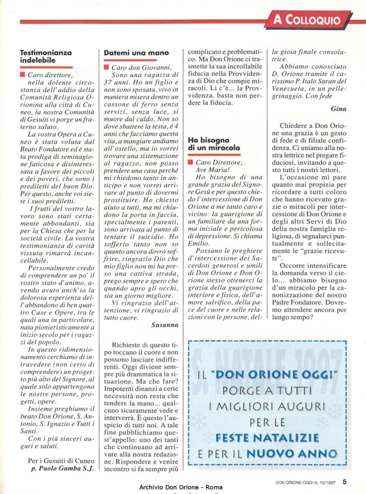 Don Orione oggi, 1997, 10, pagina 5