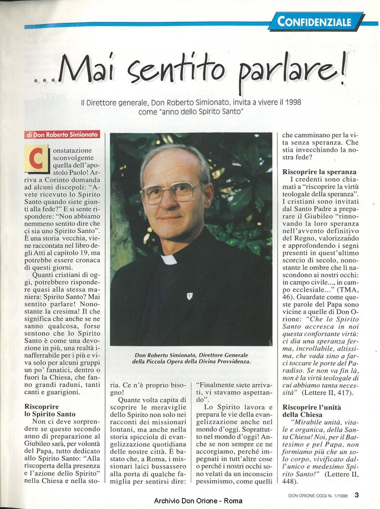 Don Orione oggi, 1998, 01, pagina 3