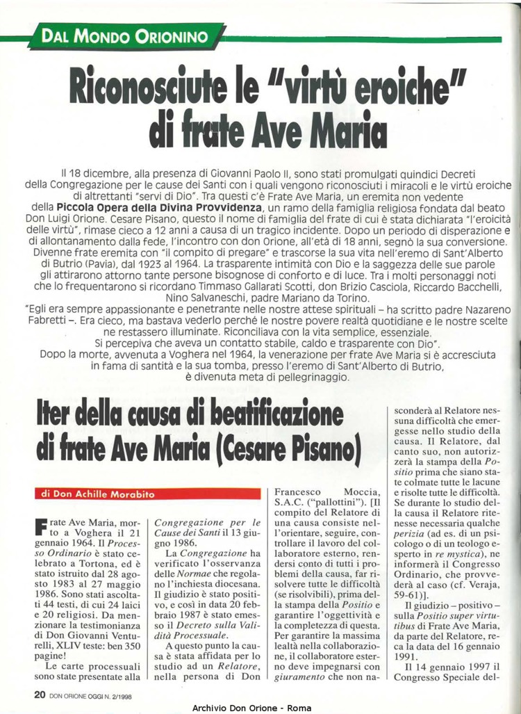Don Orione oggi, 1998, 02, pagina 20