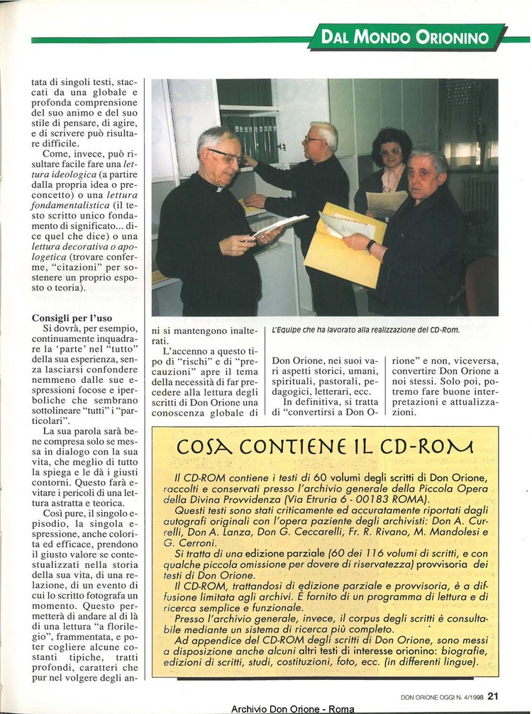 Don Orione oggi, 1998, 04, pagina 21