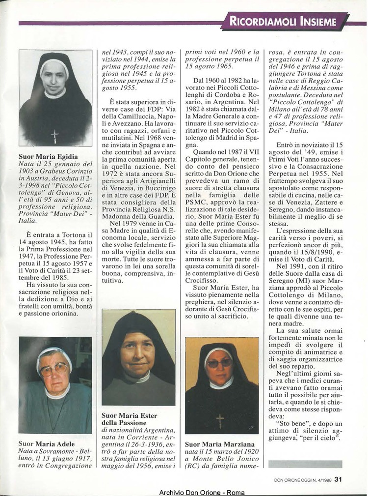Don Orione oggi, 1998, 04, pagina 31