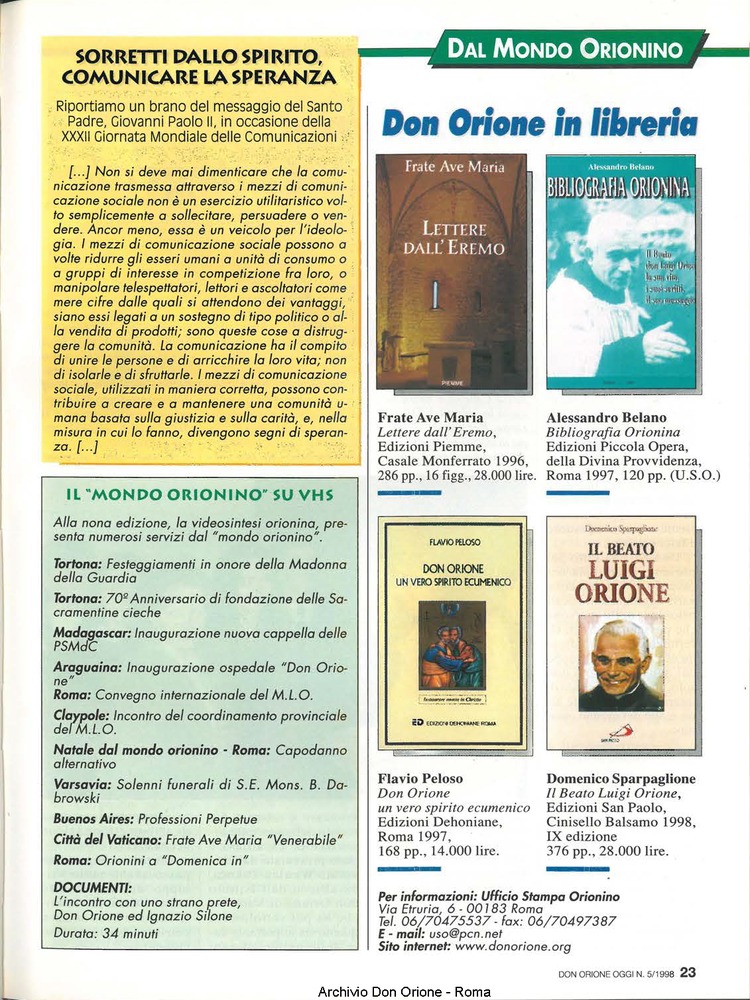 Don Orione oggi, 1998, 05, pagina 23