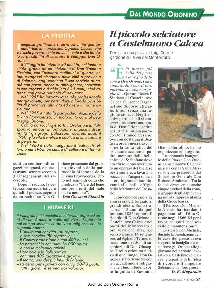 Don Orione oggi, 1998, 06, pagina 21