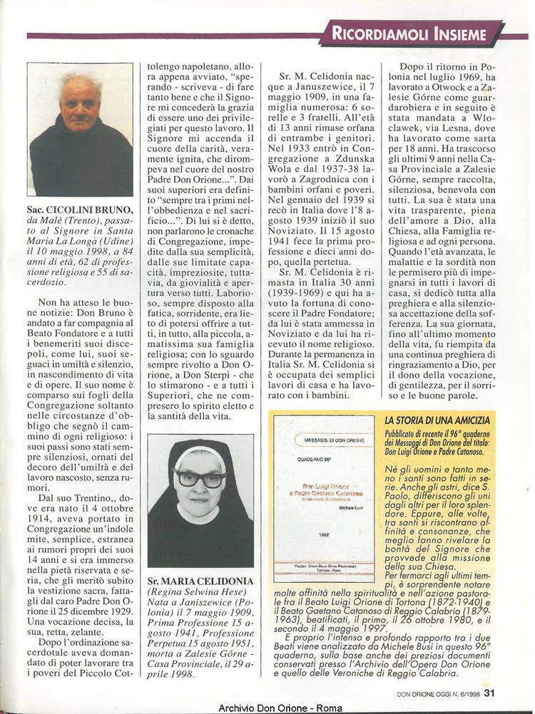 Don Orione oggi, 1998, 06, pagina 31