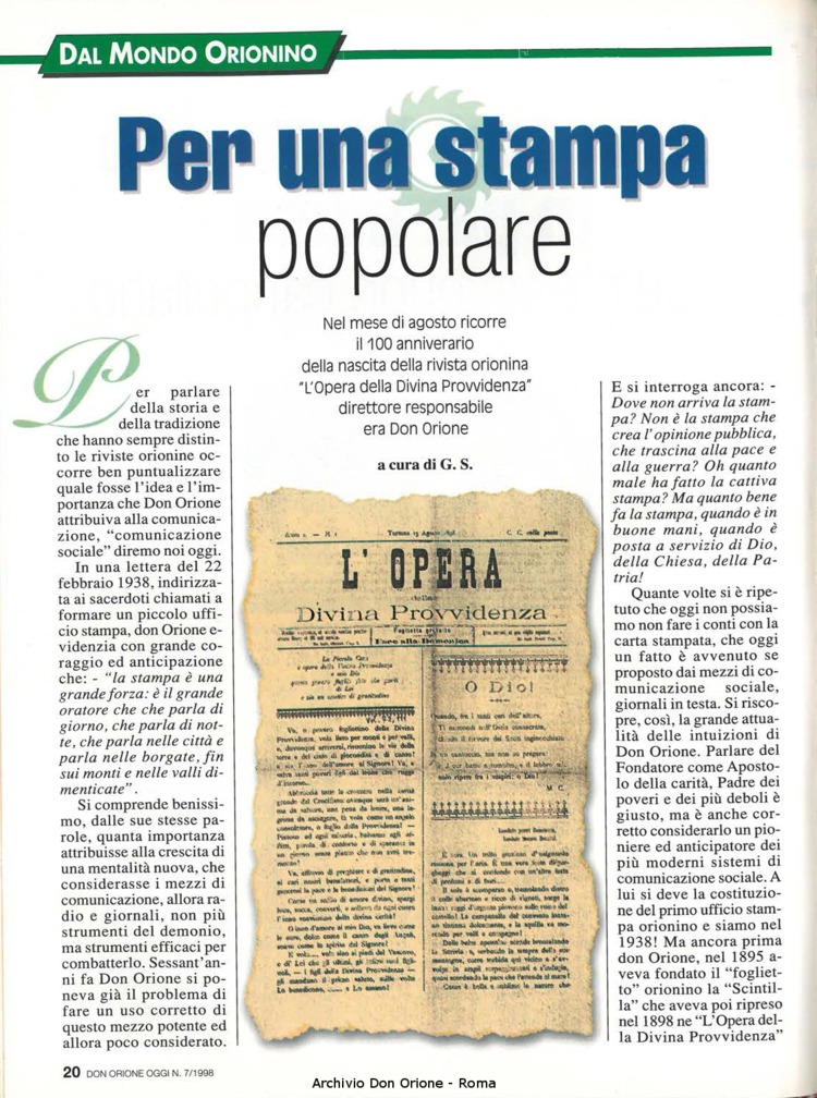 Don Orione oggi, 1998, 07, pagina 20