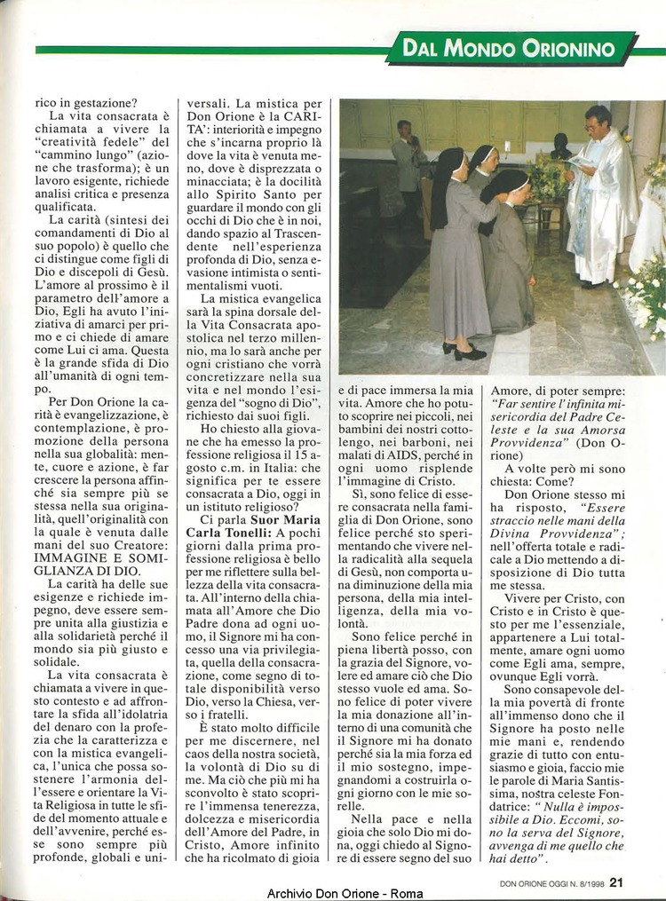Don Orione oggi, 1998, 08, pagina 21