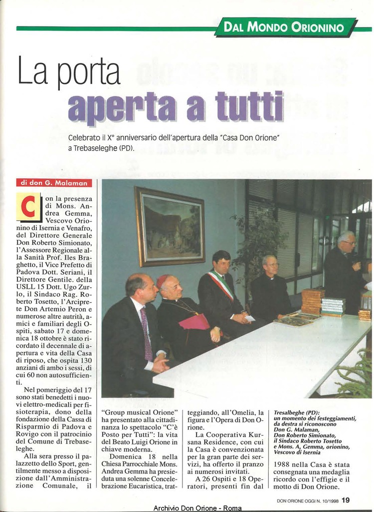 Don Orione oggi, 1998, 10, pagina 19