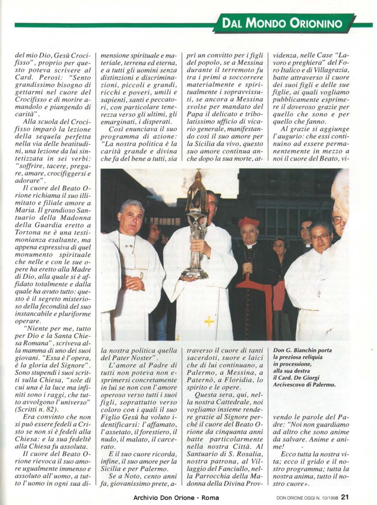 Don Orione oggi, 1998, 10, pagina 21