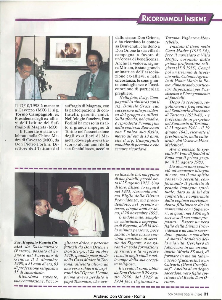 Don Orione oggi, 1999, 01, pagina 31