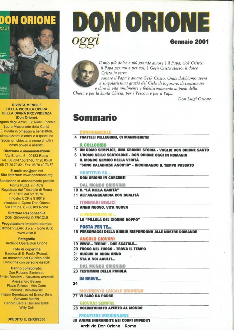 Don Orione oggi, 2001, 01, pagina 2