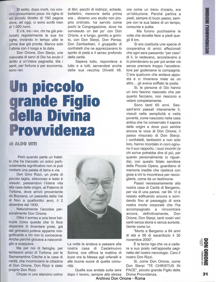 Don Orione oggi, 2001, 02, pagina 31