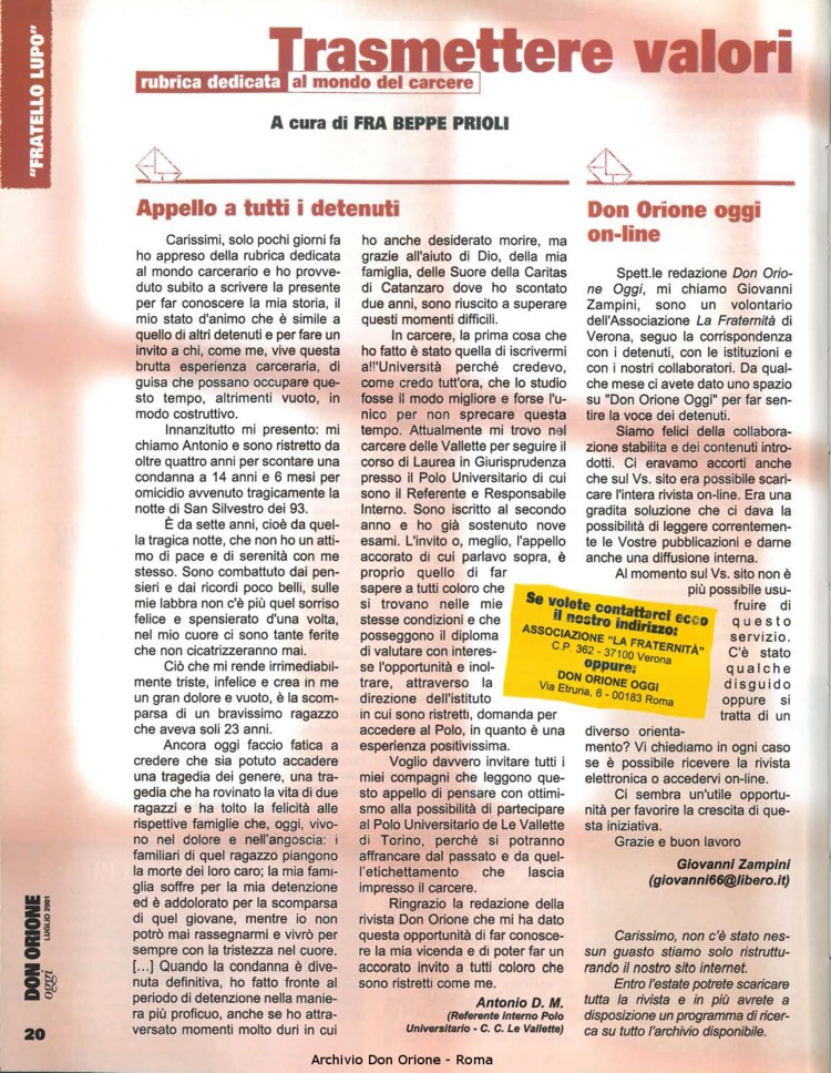 Don Orione oggi, 2001, 07, pagina 20