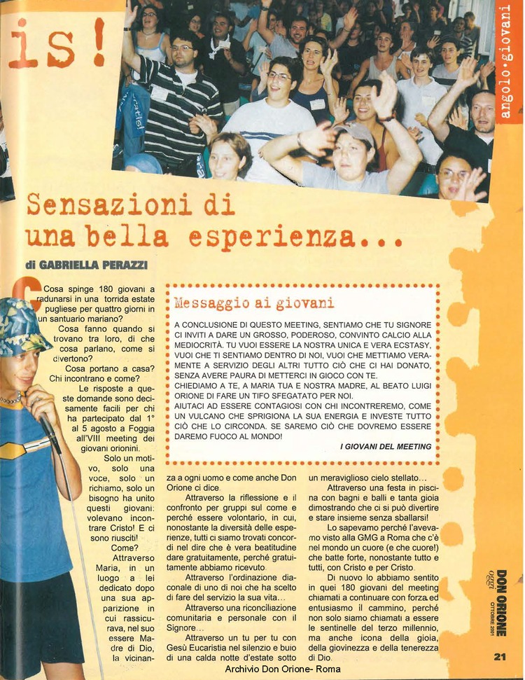 Don Orione oggi, 2001, 09, pagina 21