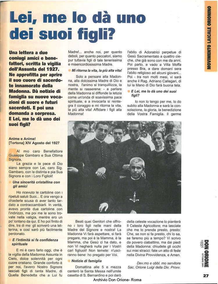 Don Orione oggi, 2001, 09, pagina 27