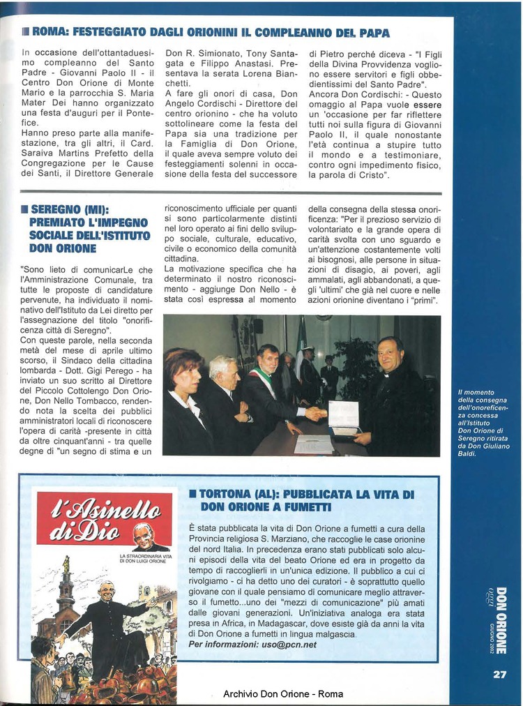 Don Orione oggi, 2002, 06, pagina 27