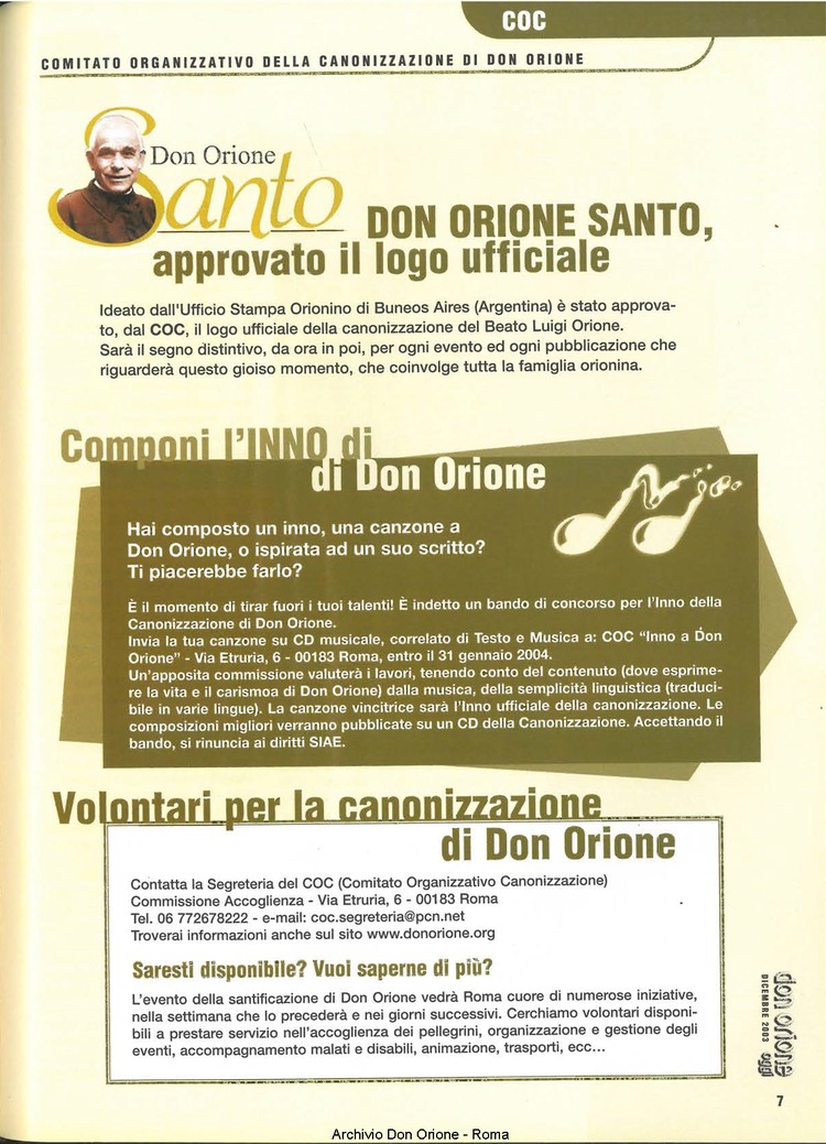 Don Orione oggi, 2003, 11, pagina 7