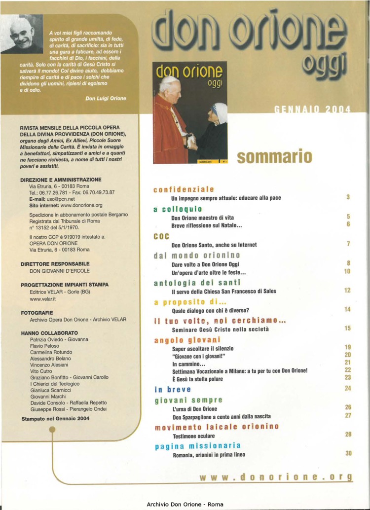 Don Orione oggi, 2004, 01, pagina 2
