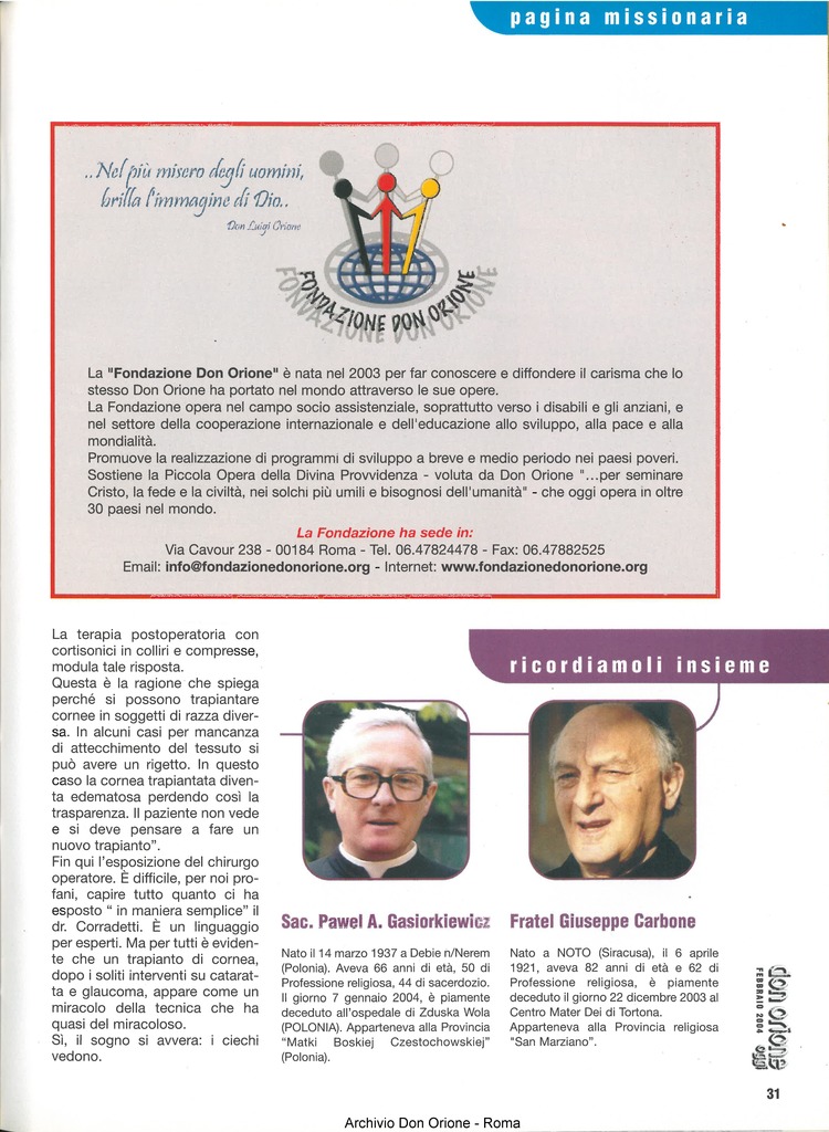 Don Orione oggi, 2004, 02, pagina 31