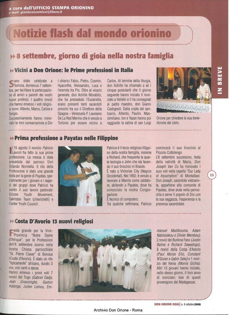 Don Orione oggi, 2008, 09, pagina 23