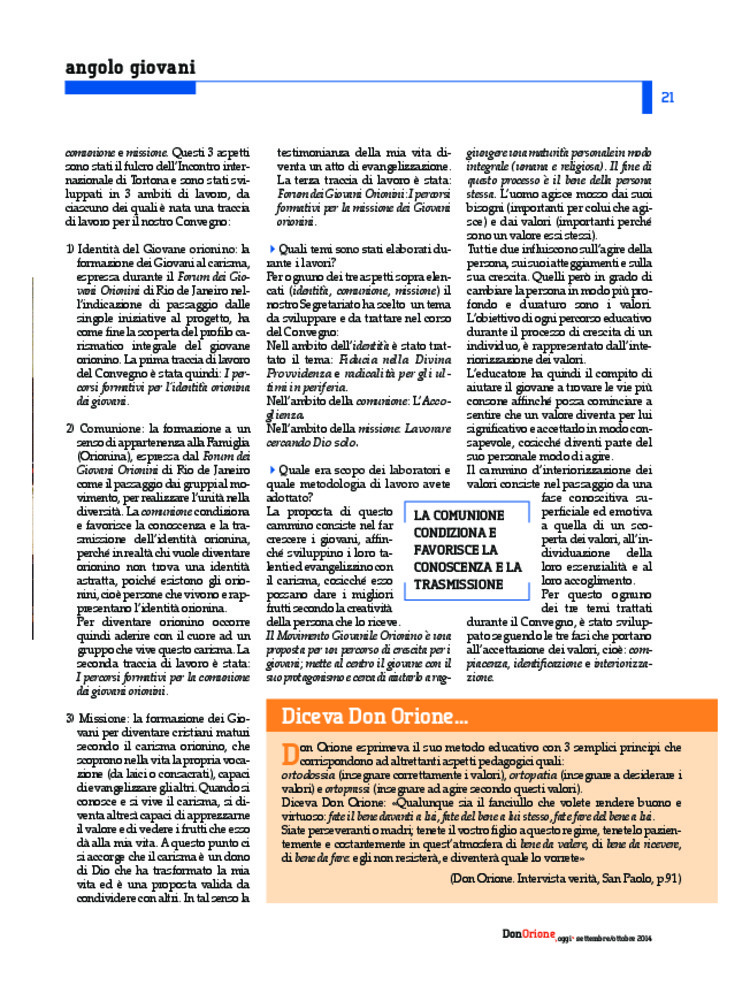 Don Orione oggi, 2014, 08, pagina 21
