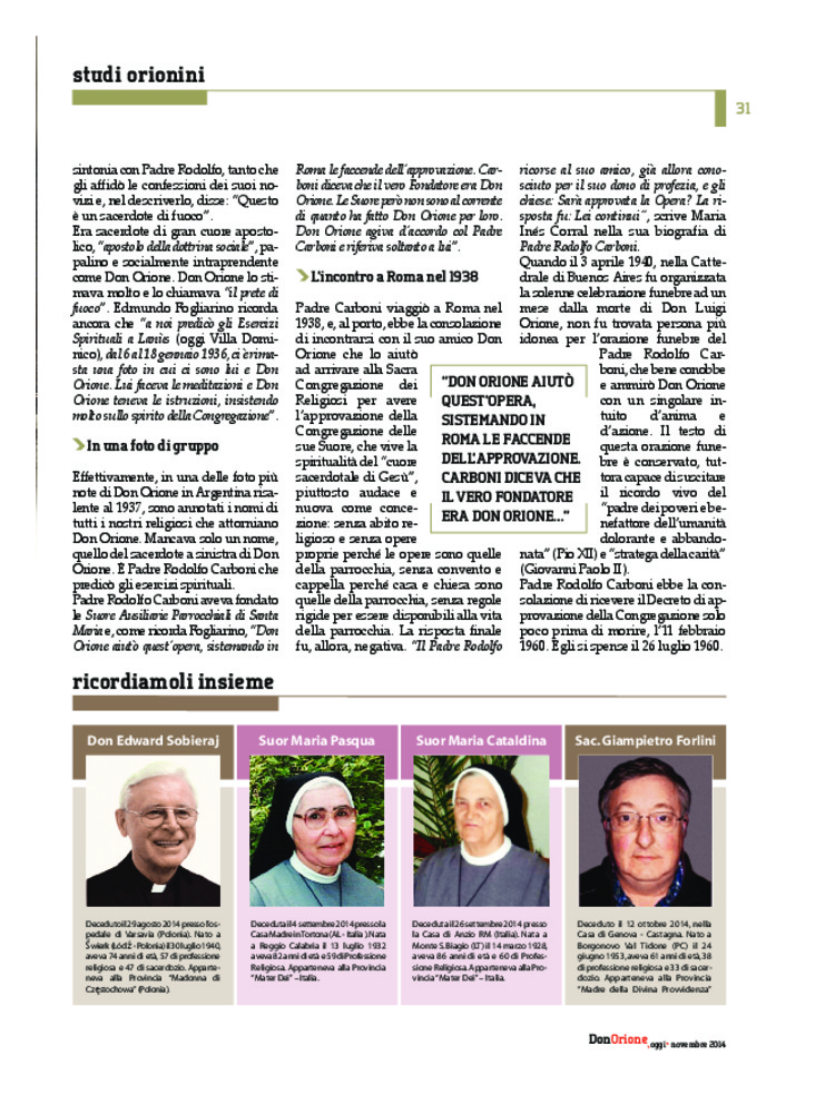 Don Orione oggi, 2014, 09, pagina 31