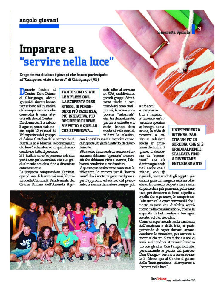 Don Orione oggi, 2015, 08, pagina 21