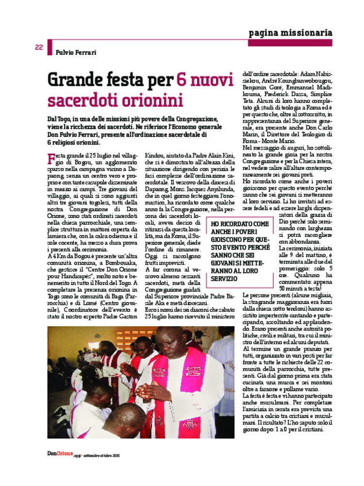 Don Orione oggi, 2015, 08, pagina 22