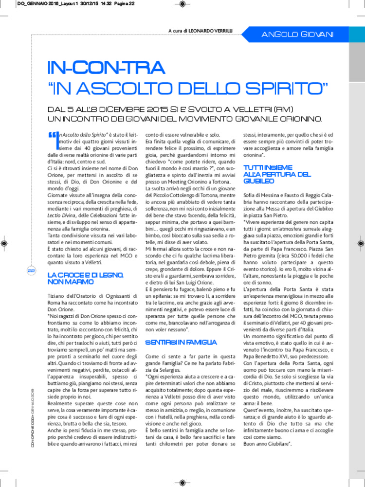 Don Orione oggi, 2016, 01, pagina 22