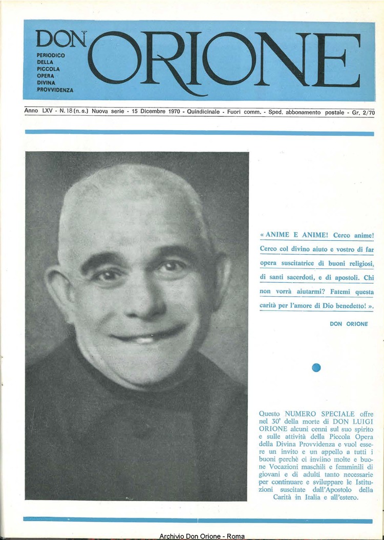 Don Orione, 65, 18, 15-12-1970, pagina 1