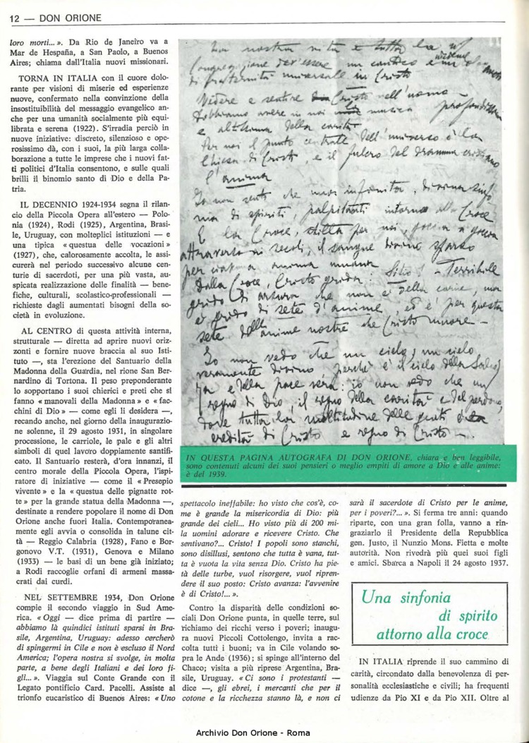 Don Orione, 67, 03, 15-02-1972, pagina 12