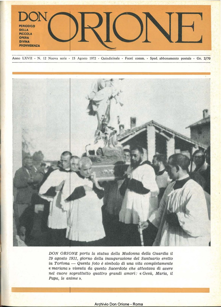 Don Orione, 67, 12, 15-08-1972, pagina 1