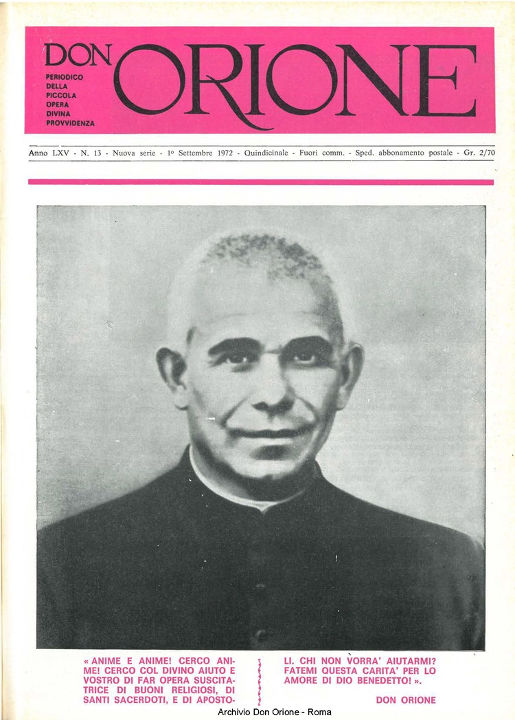 Don Orione, 67, 13, 01-09-1972, pagina 1