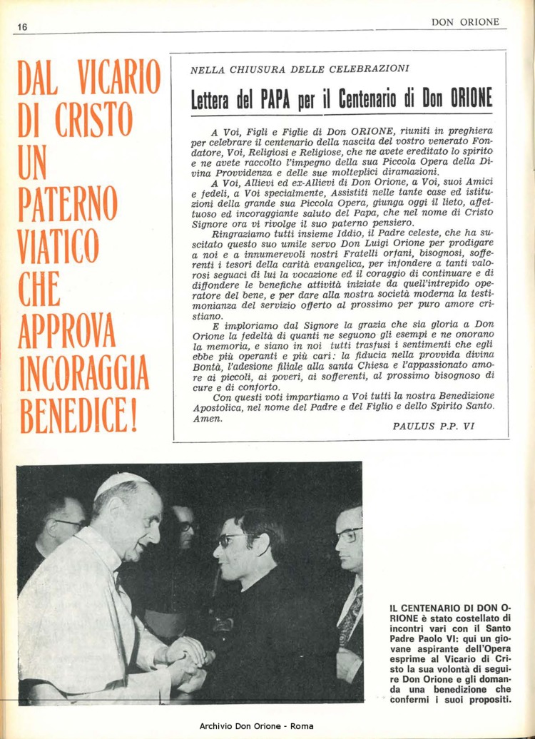 Don Orione, 68, 03, 15-02-1973, pagina 16