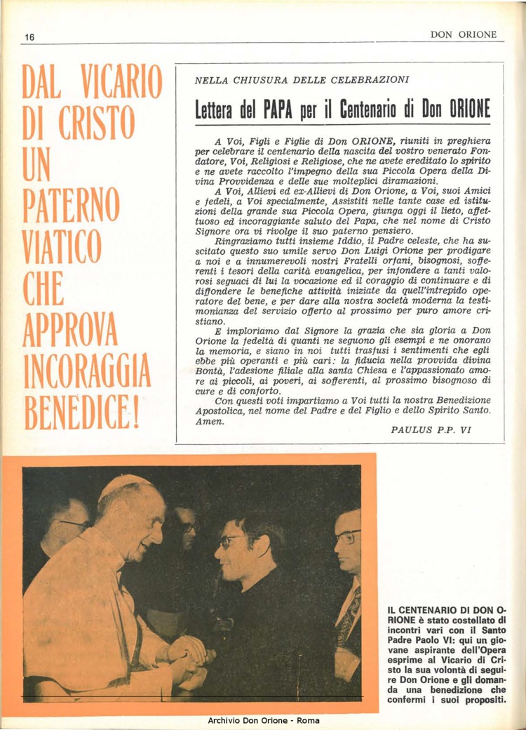 Don Orione, 68, 06, 15-04-1973, pagina 16