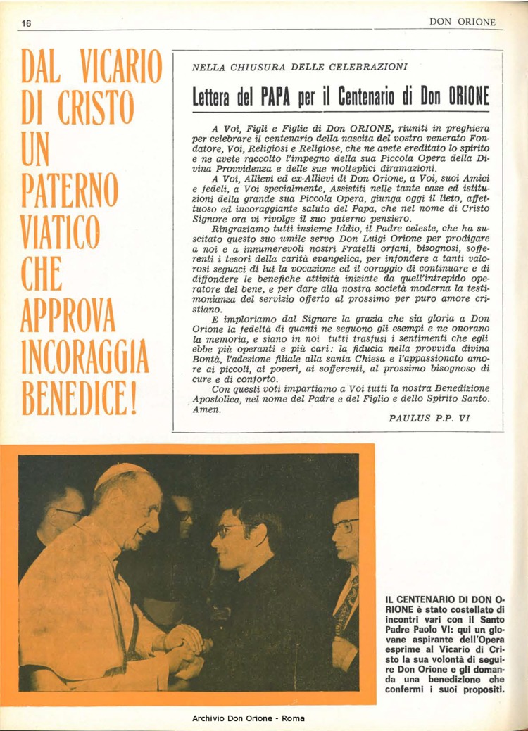 Don Orione, 68, 15, 15-10-1973, pagina 16