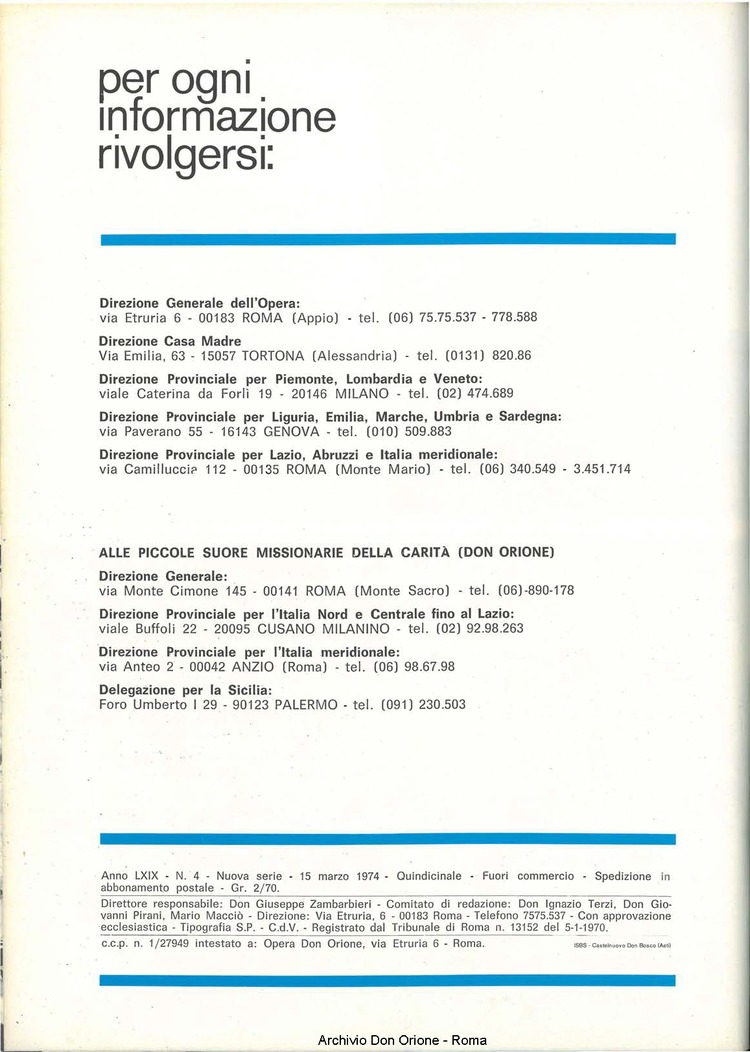 Don Orione, 69, 04, 15-03-1974, pagina 12