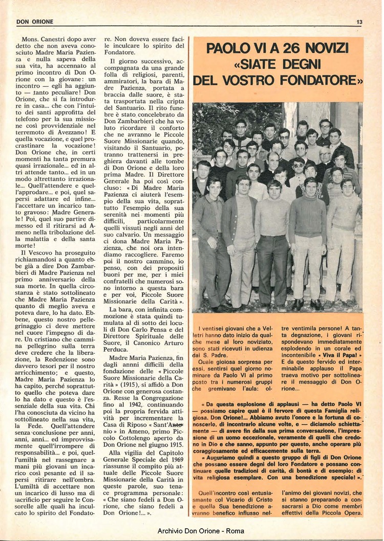 Don Orione, 70, 01, 01-01-1975, pagina 13