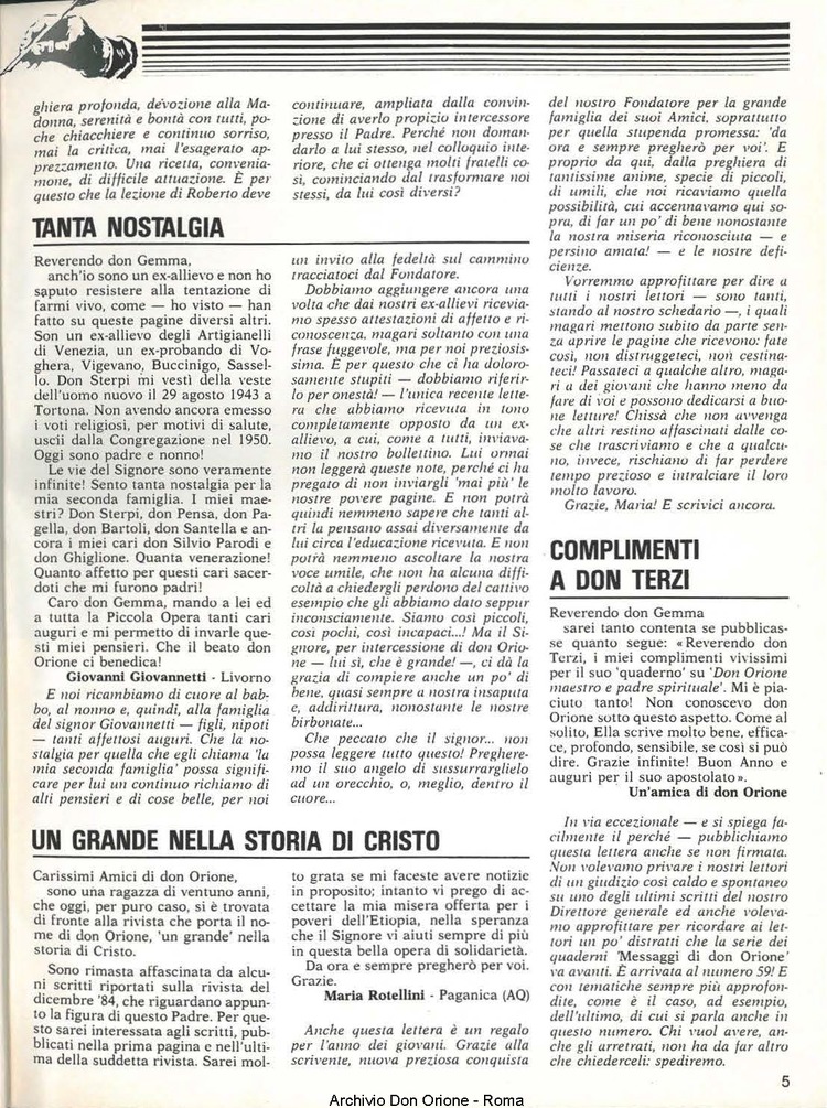 Don Orione, 80, 02, 01-02-1985, pagina 5