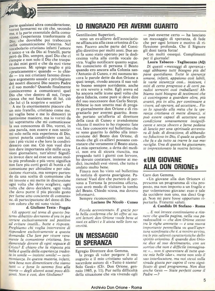 Don Orione, 80, 03, 01-03-1985, pagina 5