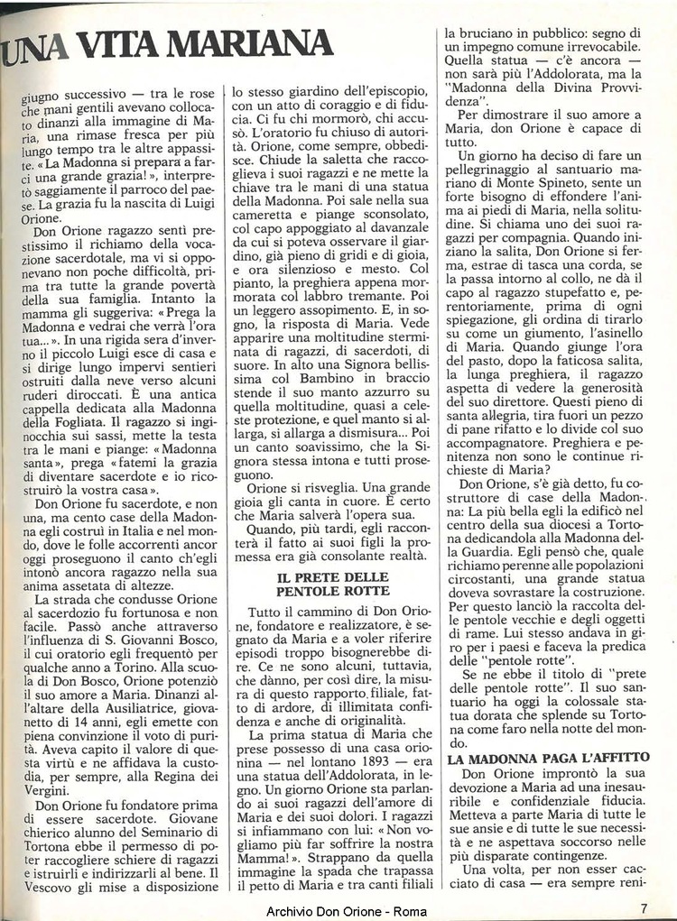 Don Orione, 80, 05, 01-05-1985, pagina 7