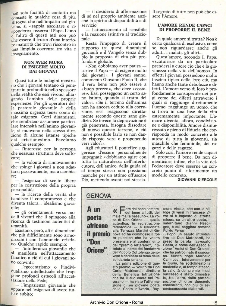Don Orione, 80, 05, 01-05-1985, pagina 15