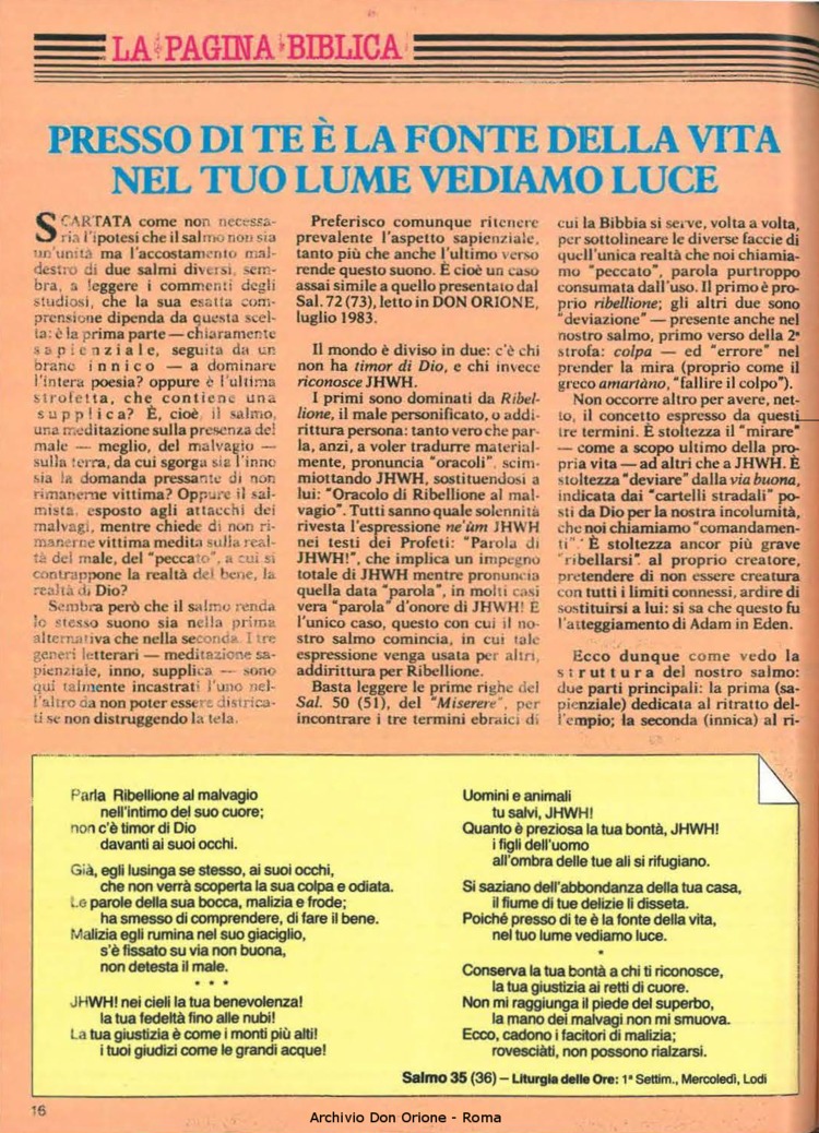 Don Orione, 81, 05, 01-05-1986, pagina 16