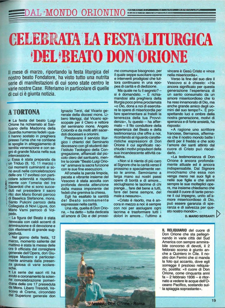 Don Orione, 81, 05, 01-05-1986, pagina 19