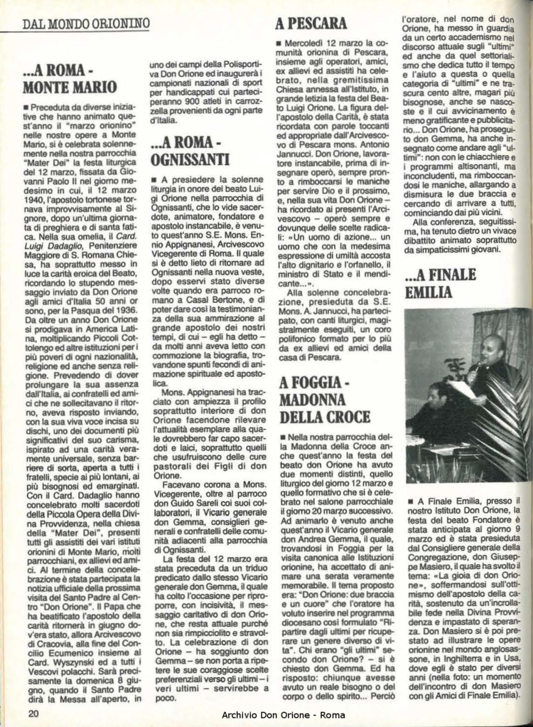 Don Orione, 81, 05, 01-05-1986, pagina 20
