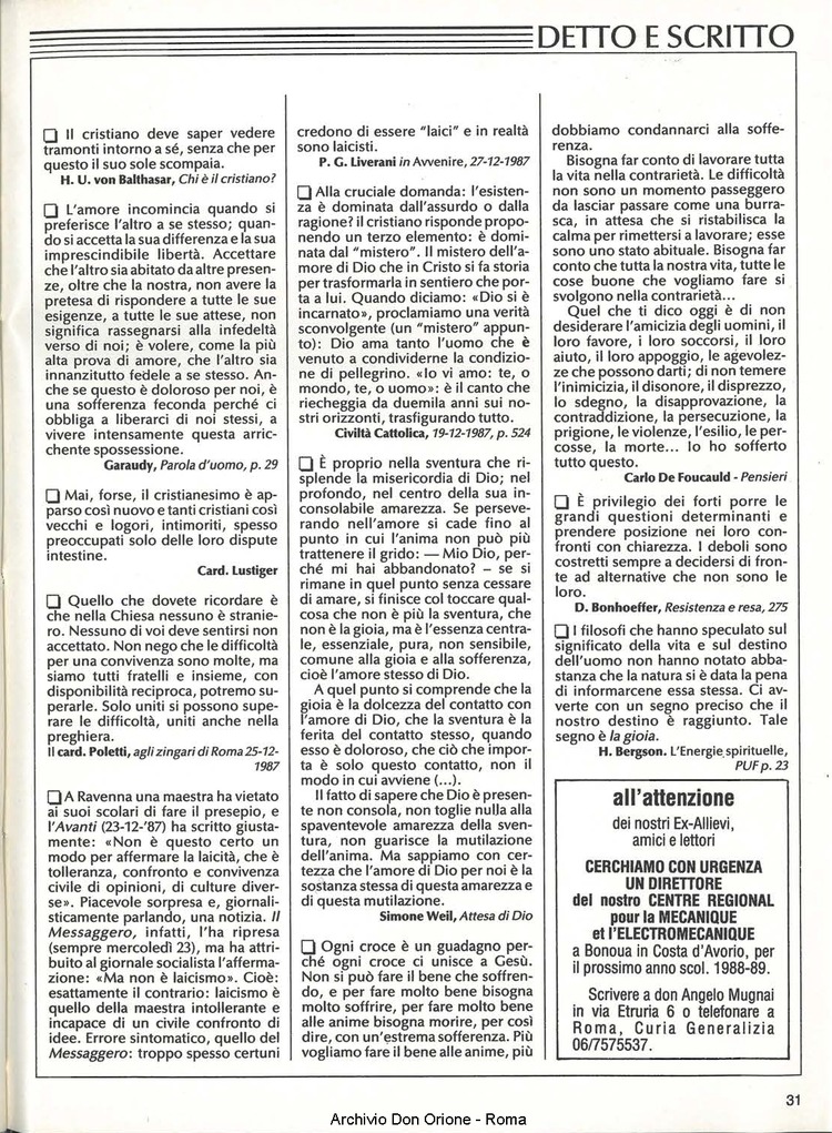 Don Orione, 83, 02, 01-02-1988, pagina 31