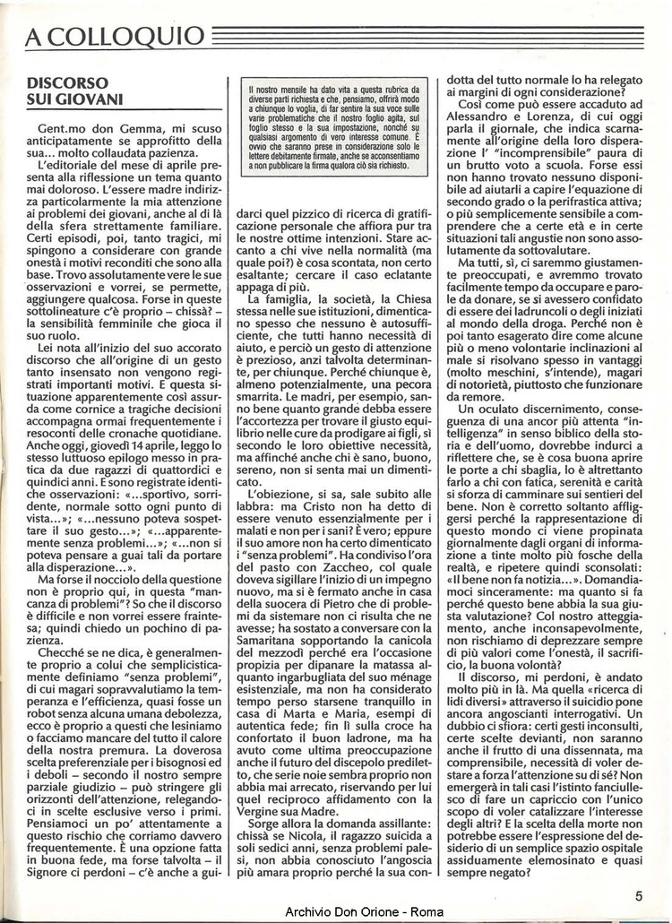 Don Orione, 83, 05, 01-05-1988, pagina 5