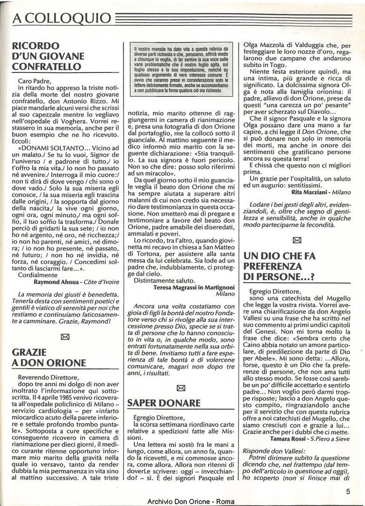 Don Orione, 83, 10, 01-12-1988, pagina 5