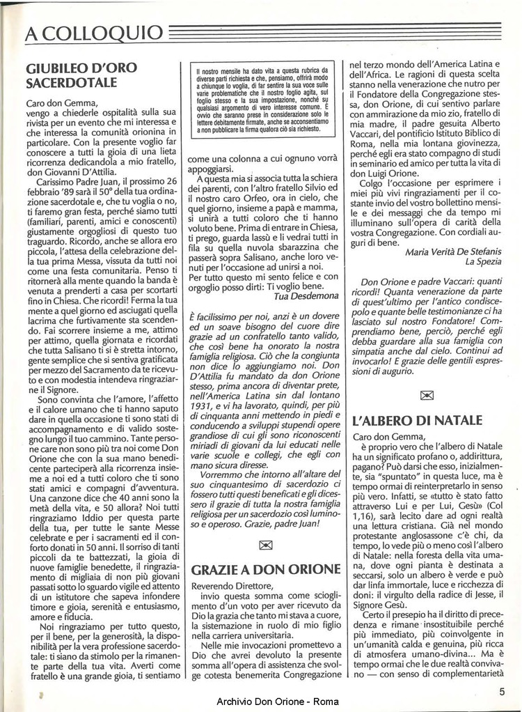 Don Orione, 84, 01, 01-01-1989, pagina 5