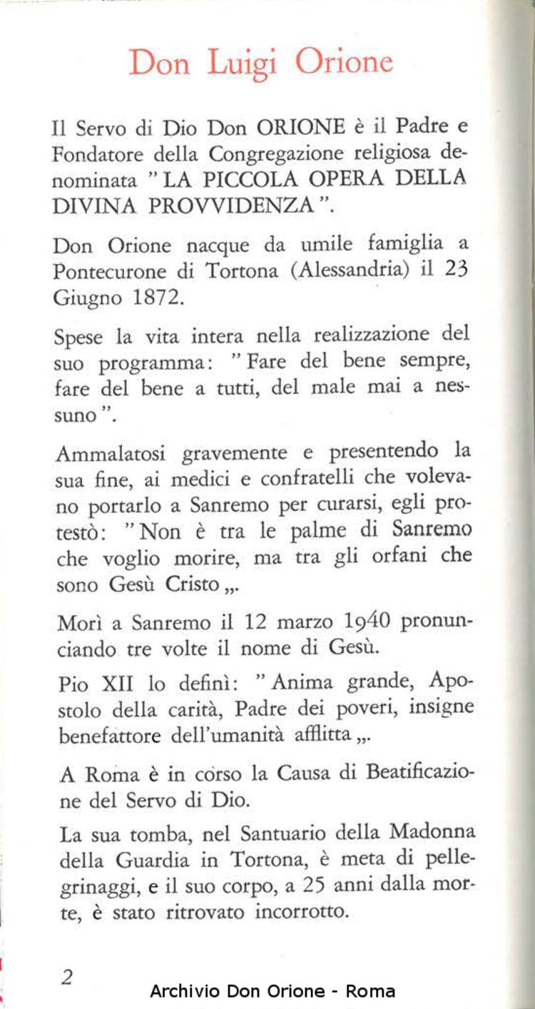 I 40 anni dell'Opera di Don Orione, 01-01-1969, pagina 3