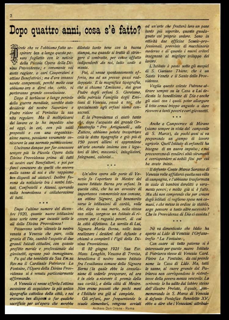 La piccola Opera della Divina Provvidenza, 19, 01, 01-11-1924, pagina 2